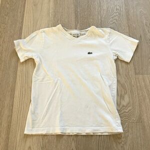 Boys White Lacoste Cotton T-Shirt - Size 8 (128 cm)